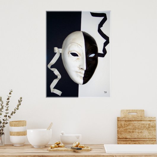 Zwart-wit masker poster (Keuken)