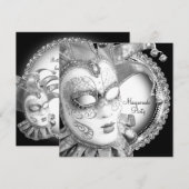 Zwart-wit Maskerade Feest Kaart (Voorkant / Achterkant)