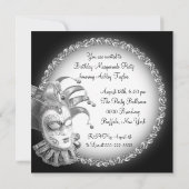 Zwart-wit Maskerade Feest Kaart (Achterkant)