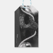 Zwart-wit Masquerade Masker & Parels Party Cadeaulabel (Achterkant)