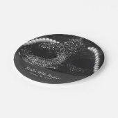 Zwart-wit Masquerade Masker & Parels Party Papieren Bordje (Gekanteld)