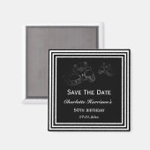 Zwart & Wit Masquerade Verjaardag Save The Date Magneet (Voorkant / Achterkant)