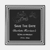 Zwart & Wit Masquerade Verjaardag Save The Date Magneet (Voorkant)