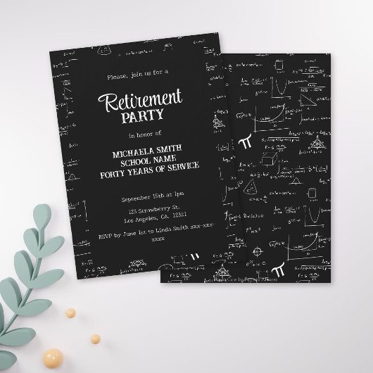 Zwart-wit Math Docent Pensioenfeest Kaart