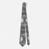 Zwart-wit Maximalist Paisley Bloementuin Stropdas (Voorkant)