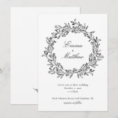 Zwart & Wit Meadow Garden Line Art Wild Flower Kaart (Voorkant / Achterkant)