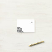 Zwart-Wit Medaillon Monogram Post-it® Notes (Op bureau)