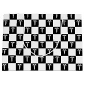 Zwart-wit medisch symbool Caduceus Groot Cadeauzakje (Voorkant)