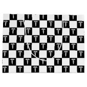 Zwart-wit medisch symbool Caduceus Groot Cadeauzakje (Achterkant)