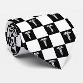 Zwart-wit medisch symbool Caduceus Stropdas (Opgerold)