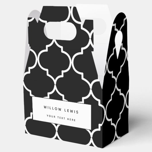 Zwart-wit mediterraan Marokkaans patroon Bedankdoosjes (Geopend)