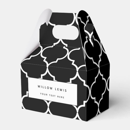 Zwart-wit mediterraan Marokkaans patroon Bedankdoosjes (Voorkant Zijde)