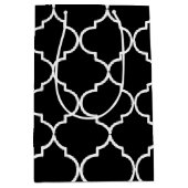 Zwart-wit mediterraan Marokkaans patroon Medium Cadeauzakje (Voorkant)