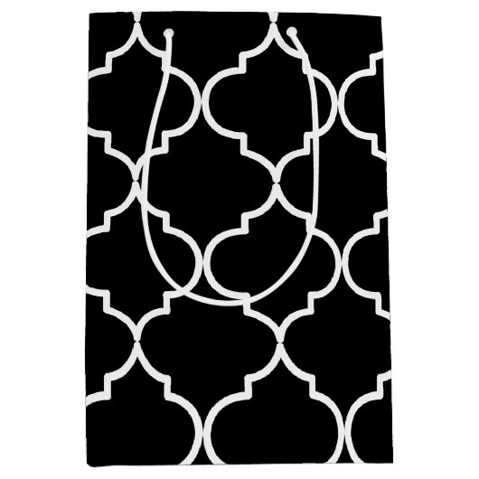 Zwart-wit mediterraan Marokkaans patroon Medium Cadeauzakje (Voorkant)