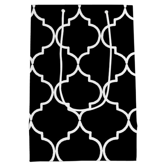 Zwart-wit mediterraan Marokkaans patroon Medium Cadeauzakje (Achterkant)