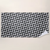 Zwart-wit Medium Diagonale Chevron Stripes Strandlaken (Voorkant)