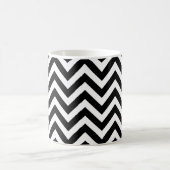 Zwart-wit Medium Horizontaal Chevron Patroon Koffiemok (Center)