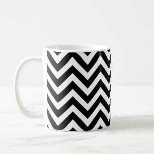 Zwart-wit Medium Horizontaal Chevron Patroon Koffiemok