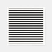 Zwart-wit Medium Horizontale Strepen Papier Servet (Voorkant)