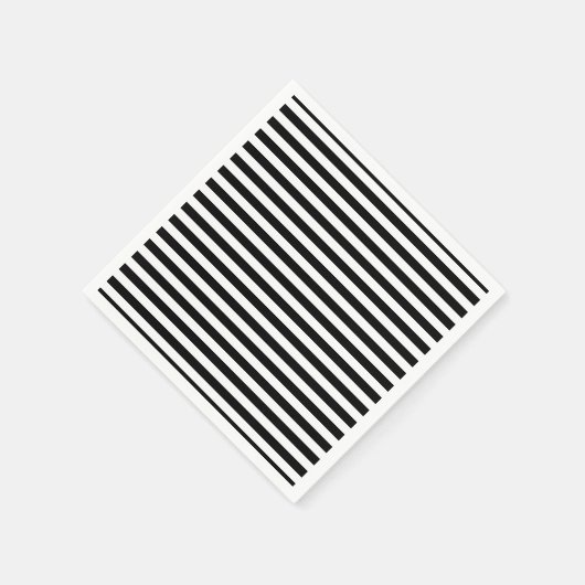 Zwart-wit Medium Horizontale Strepen Papier Servet (Hoek)