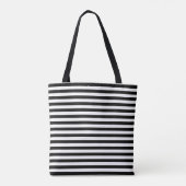 Zwart-wit Medium Horizontale Strepen Patroon Tote Bag (Achterkant)
