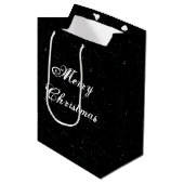 Zwart-wit medium kerst cadeauzakje (Voorkant Gekanteld)