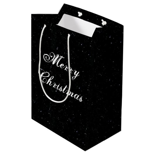 Zwart-wit medium kerst cadeauzakje (Achterkant Gekanteld)