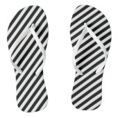 Zwart-wit Medium Size Diagonale Stripes Teenslippers (Voetbed)