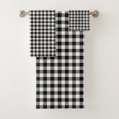 Zwart-wit Medium Size Gingham-controles Bad Handdoek (Insitu)