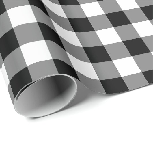 Zwart-wit Medium Size Gingham-controles Cadeaupapier (Rol Hoek)