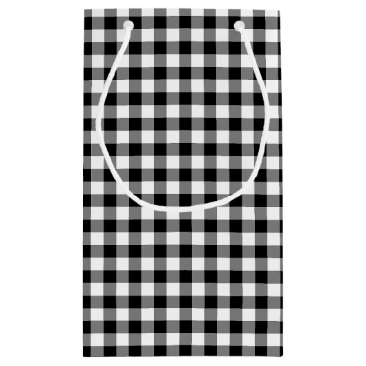 Zwart-wit Medium Size Gingham-controles Klein Cadeauzakje (Achterkant)