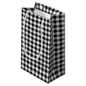 Zwart-wit Medium Size Gingham-controles Klein Cadeauzakje (Voorkant Gekanteld)