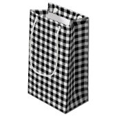 Zwart-wit Medium Size Gingham-controles Klein Cadeauzakje (Achterkant Gekanteld)