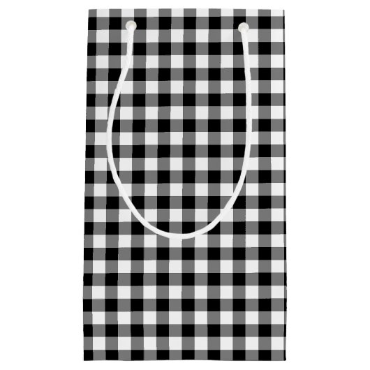 Zwart-wit Medium Size Gingham-controles Klein Cadeauzakje (Voorkant)