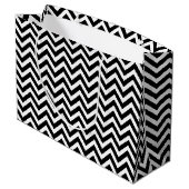 Zwart-wit Medium Size Horizontale Chevron Groot Cadeauzakje (Achterkant Gekanteld)