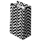 Zwart-wit Medium Size Horizontale Chevron Klein Cadeauzakje (Achterkant Gekanteld)