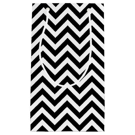 Zwart-wit Medium Size Horizontale Chevron Klein Cadeauzakje (Voorkant)