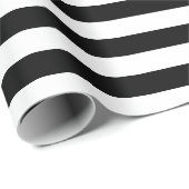 Zwart-wit Medium Size Horizontale Stripes Cadeaupapier (Rol Hoek)