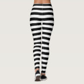 Zwart-wit Medium Size Horizontale Stripes Leggings (Achterkant)