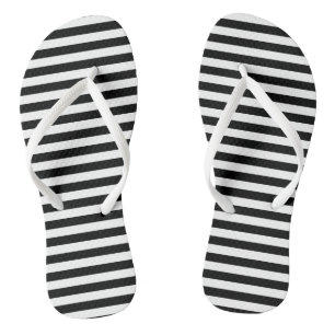 Zwart-wit Medium Size Horizontale Stripes Teenslippers