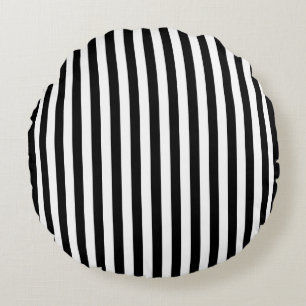 Zwart-wit Medium Size Stripes Rond Kussen