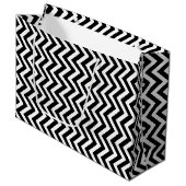 Zwart-wit Medium Size Verticale Chevron Groot Cadeauzakje (Voorkant Gekanteld)