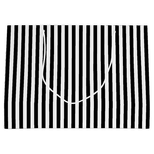 Zwart-wit Medium Size Verticale Stripes Groot Cadeauzakje (Voorkant)