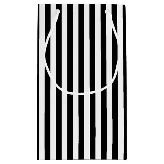 Zwart-wit Medium Size Verticale Stripes Klein Cadeauzakje (Achterkant)