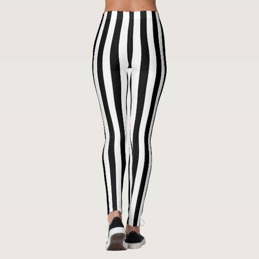 Zwart-wit Medium Size Verticale Stripes Leggings (Achterkant)