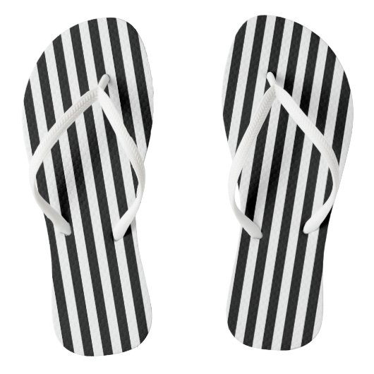 Zwart-wit Medium Size Verticale Stripes Teenslippers (Voetbed)