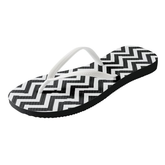 Zwart-wit Medium Verticale Chevron Stripes Teenslippers (Schuin)
