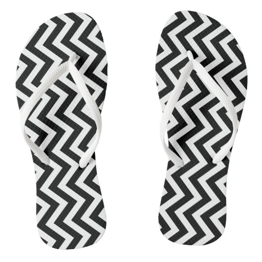 Zwart-wit Medium Verticale Chevron Stripes Teenslippers (Voetbed)