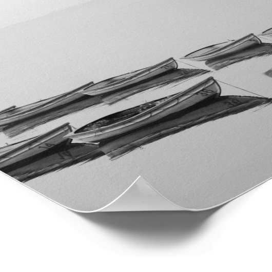 Zwart-wit meer met Poster van boat (Hoek)