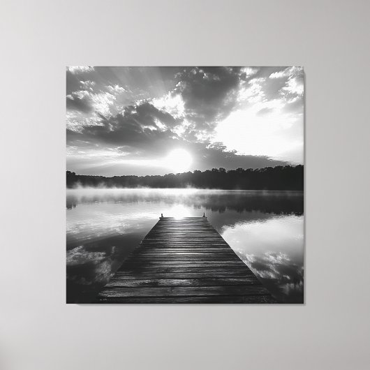 Zwart-wit meer van de Ozarks fotografie Canvas Afdruk (Voorkant)